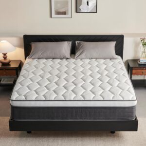 hekkeyla 14 inch queen mattress, medium firm supportive mattress in a box, gel memory foam hybrid mattress, quality comfort & adaptive support breathable cooling queen mattress