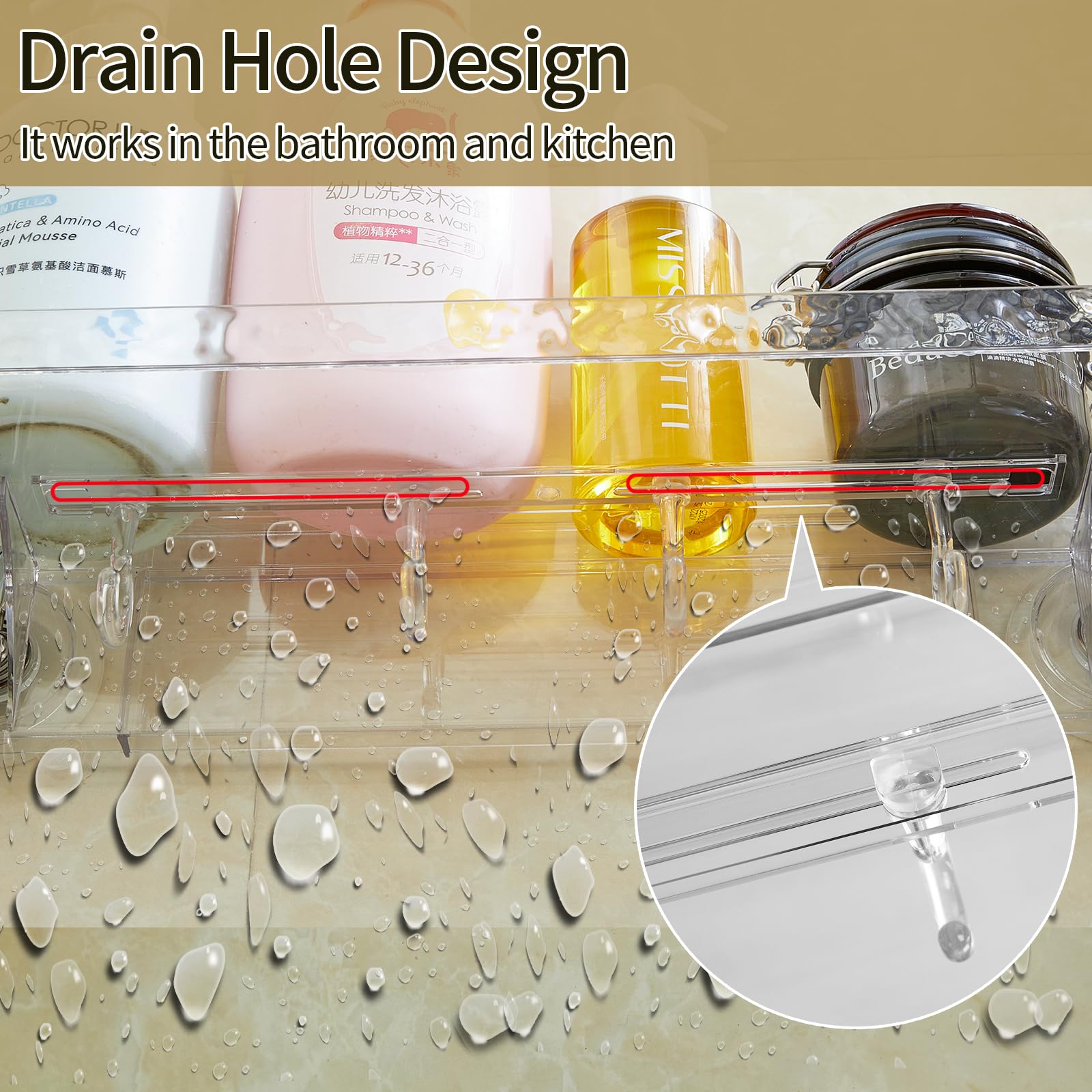 Sorgion Shower Caddy Bathroom Shelves Corner 2 Pack Bathroom Organizers and Storage with 4 Hooks Bathroom shelves Suction Cup Shower Caddy for Bathroom, Dorm and Kitchen