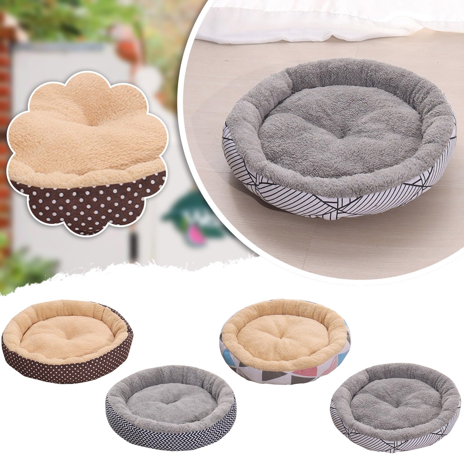 Calming Dog Beds Dog Bed Small Deals Today 2024 Round Cat Bed Cat Cave Anti-Anxiety Cute Soft Dog Bed Dog Crate Mat(14 in)