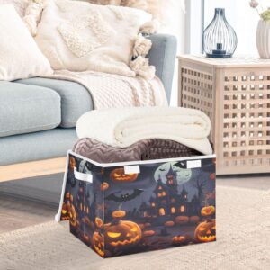 SDMKA Storage Bins with Lids, Halloween Pattern Foldable Storage Cube Boxes Fabric Storage Organizer Basket for Home, Bedroom, Office, Closet (16.5x12.6x11.8)