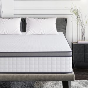 elitspace Full Size Mattress,10 Inch Full Mattress in a Box,Hybrid Memory Foam Full Size Mattresses,Medium Firm Soft and Comfort White Mattress,CertiPUR-US.