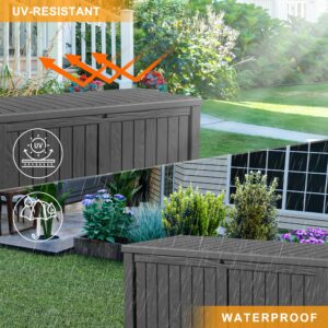 MAIUSCOLI 120 Gallon Outdoor Storage Box - Deck Box Waterproof Patio Furniture, Garden Tools, Cushions, Pool Accessories Outside Storage Resin Box,Black