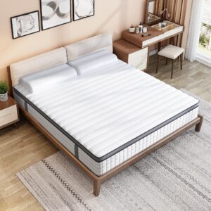 elitspace Full Size Mattress,10 Inch Full Mattress in a Box,Hybrid Memory Foam Full Size Mattresses,Medium Firm Soft and Comfort White Mattress,CertiPUR-US.