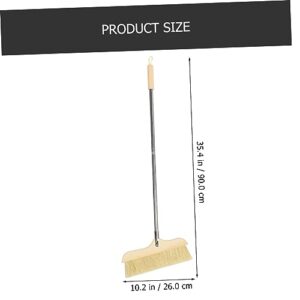 MOLUCKFU Solid Wood Bristle Broom Push Broom Carpet Rake Scrub Mop Kitchen Bristle Broom Long Handle Bristle Broom Bristle Deck Broom Garage Floor Scrubber Kitchen Broom Bristle Hair