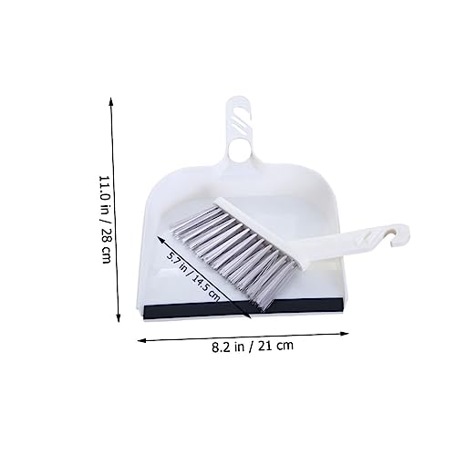 Unomor 1 Set White Brush Plastic Dust Pan Broom Brush Cleaning Accessory Broom with Dustpan Cleaning Tool