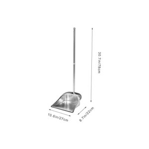 MOBUTOFU Stainless Steel Trash Shovel Long Handle Dustpan Household Dustpans Standing Dustpan Practical Dustpan Heavy Duty Dust Pan Dustpan for Cleaning Commercial Broom Tin Dustpan