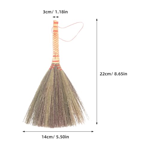 2pcs Broom Small Broom Sweeping Cleaning Brush Straw Broom Desktop Brooms Cleaning Brooms Short Handle Broom Desk Dust Broom Small Handmade Broom Desk Cleaning Broom Sorghum Grass GAROZATION