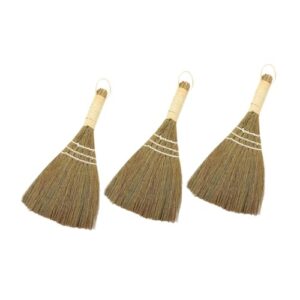 cabilock 3pcs kitchen cleaning broom mini broom straw broomstick desk dust broom miniature desk cleaner short asian broom dusting table whisk brooms household brooms desk duster miscanthus