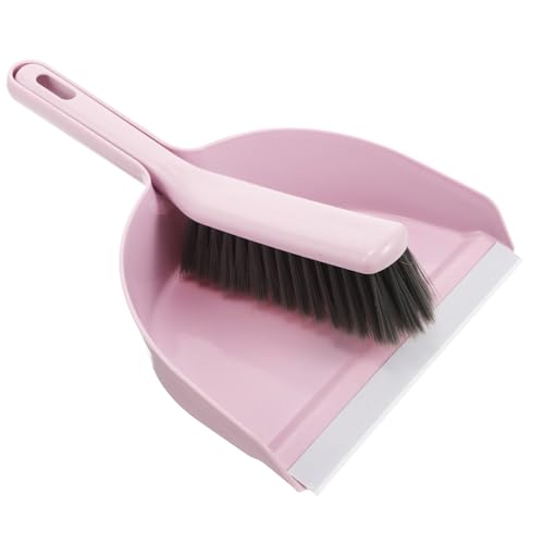 MOLUCKFU 1 Set Mini Dustpan Brush Straw Broom Table Brooms Dustpan Broom and Dustpan Desktop Brooms and Desktop Dust Pan Mini Dust Pan Garbage Desk Cleaning Dustpan Small Dustpan Pp Pink