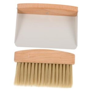 jewedeco 1 set small broom dustpan trash can mini desktop broom handheld keyboard housekeeping cleaning broom tabletop pan and brush car hand broom brush small work desk nylon white