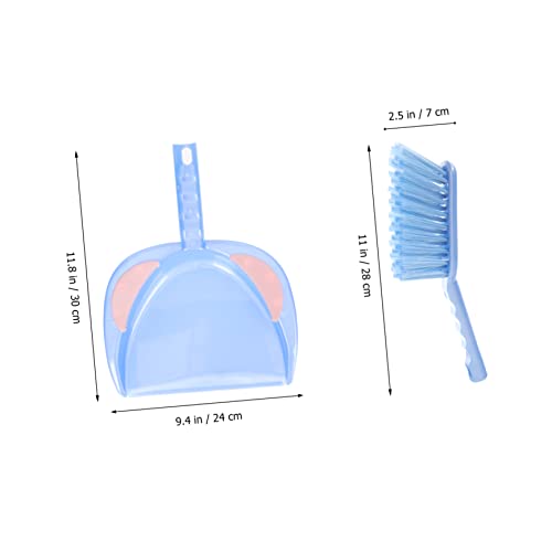 Cabilock 1 Set Practical Cleaning Broom Desk Cleaning Broom Mini Broom and Dustpan Car Desk Garbage Can Pet Cage Broom Handheld Broom Mini Pan Cleaner Mini Garbage Container Blue Plastic