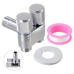 Dual Control Valve G1/2 Dual Socket Valve Hand Shower Bidet Attachment For Bathroom Toilet Bidet Sprayer(Silver)