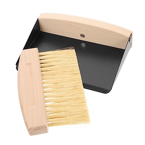 GAROZATION 1 Set Small Broom Dustpan Mini Hand Whisk Broom Portable Mini Broom Handheld Dustpan Mini Containers Desktop Drawer Table Cleaning Broom Cleaning Dust Pan Broom Outdoor Black Beech