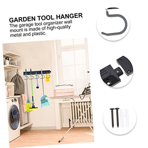 WOONEKY 1 Set Tool Storage Hanging Strip Bulk Items Wall Mount Utility Hook Storage Rack Hook Wall Floating Shelf Household Tool Organizer Storage Hooks Coat Hangers Broom Holder Metal