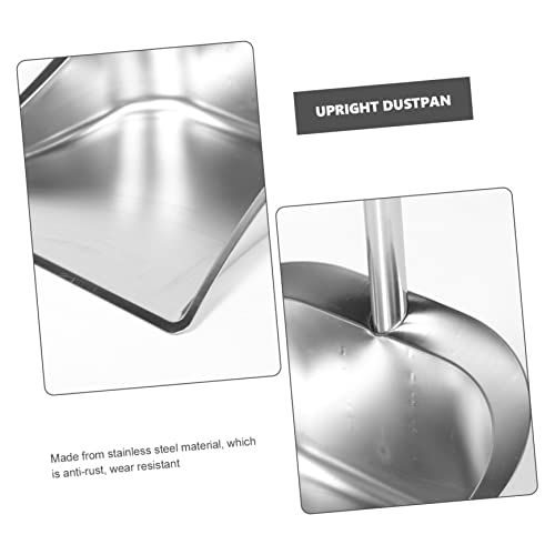 MOBUTOFU Stainless Steel Trash Shovel Long Handle Dustpan Household Dustpans Standing Dustpan Practical Dustpan Heavy Duty Dust Pan Dustpan for Cleaning Commercial Broom Tin Dustpan