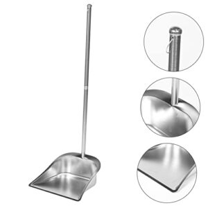 MOBUTOFU Stainless Steel Trash Shovel Long Handle Dustpan Household Dustpans Standing Dustpan Practical Dustpan Heavy Duty Dust Pan Dustpan for Cleaning Commercial Broom Tin Dustpan