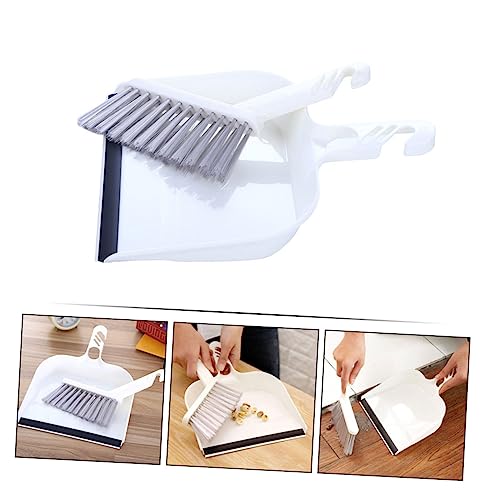 Amosfun 1 Set Broom and Dustpan Plastic White Broom with Dustpan Brush Hand Broom and Dustpan Dust Pan