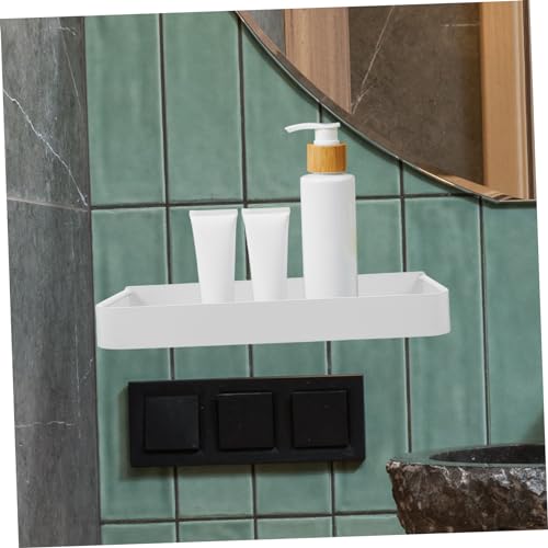 Beatifufu 1 Set Bathroom Shelf Kitchen Storage Rack Over The Toilet Shelf Wall-mounted Storage Mounted Sundries Organizer Towel Storage Stand Wall Mount Shelf Space Aluminum White