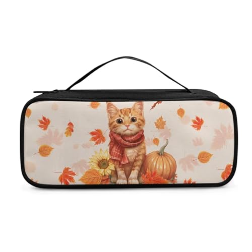 Rnyleeg Fall Stethoscope Holder Case Cute Cat Pumpkin Sunflower Maple Leaf Print Shockproof Stethoscope Carrying Bag Stethoscope Storage Bag for Home