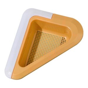 sink colander strainer basket - kitchen triangle sink strainer filter | tri-holder kitchen sink strainer drain strainer | tight fit storage tool for kitchen gadgets, craft rooms, work areas, and bath