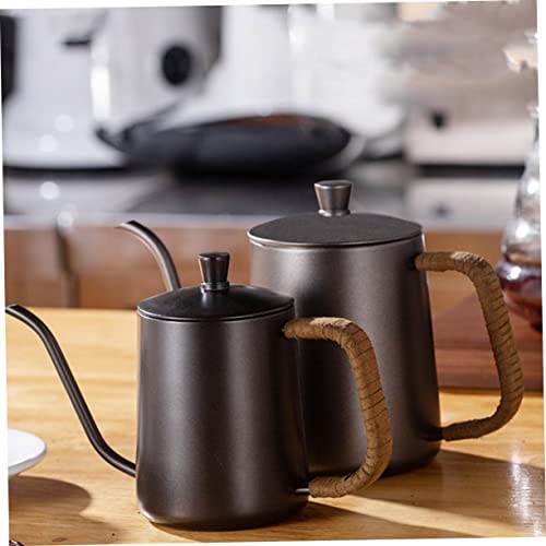 FELTECHELECTR 1pc Hand Pour Coffee Pot Coffee Brewer Manual Espresso Maker Gooseneck Kettle Stovetop Thermal Coffee Maker Mini Water Kettle Vintage Boil Water Pot Black