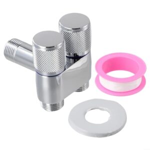 Dual Control Valve G1/2 Dual Socket Valve Hand Shower Bidet Attachment For Bathroom Toilet Bidet Sprayer(Silver)