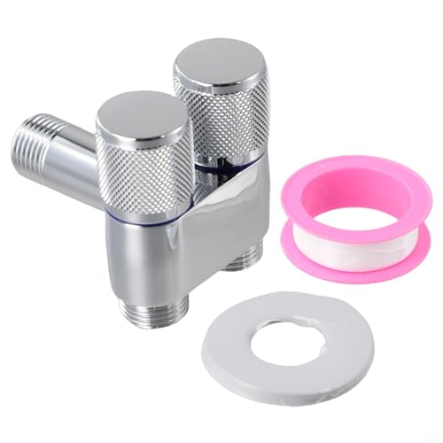 Dual Control Valve G1/2 Dual Socket Valve Hand Shower Bidet Attachment For Bathroom Toilet Bidet Sprayer(Silver)