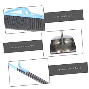 MERRYHAPY 1 Set Upright Broom Standing Dustpan Broom Dustpan and Brush Dustpan with Handle Garage Cleaning Dustpan Broom and Dustpan Long Handle Broom Floor Broom Garbage Stainless Steel