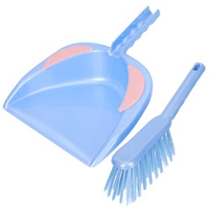 cabilock 1 set practical cleaning broom desk cleaning broom mini broom and dustpan car desk garbage can pet cage broom handheld broom mini pan cleaner mini garbage container blue plastic