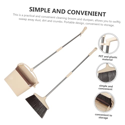 Garneck 1 Set Broom Set Room Cleaning Broom Lobby Broom Sweeper Broom and Dustpan Kit Home Broom Kit Home Tools Home Cleaning Device Office Cleaning Supplies Floor Broom Stainless Steel