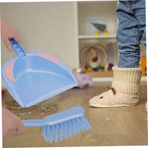 MOBUTOFU 1 Set Practical Cleaning Broom Multi-Function Small Broom Portable Trash Can Cleaning Broom Dustpan Household Floor Cleaners Mini Trash Can Pet Cleaning Supplies Car Blue Plastic