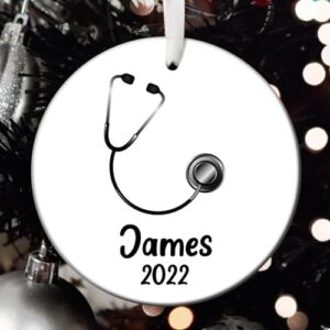 personalized stethoscope christmas ornament, stethoscope santa ornament, stethoscope tree ornament, stethoscope gift