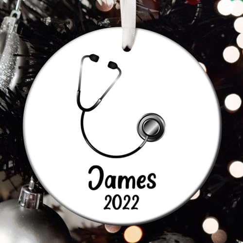 Personalized Stethoscope Christmas Ornament, Stethoscope Santa Ornament, Stethoscope Tree Ornament, Stethoscope Gift