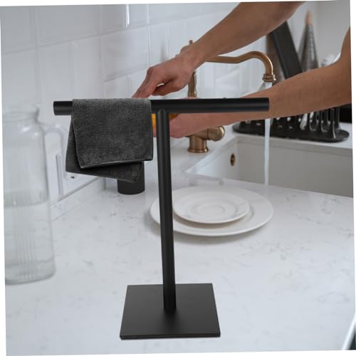 KICHOUSE Towel Rack Towel Bar Kitchen Towel Holder Towel Holder Stand Vanity Towel Holder Bathroom Towel Holder Countertop Towel Hanger T-Shaped Hand Towel Holder Black 304 Stainless Steel