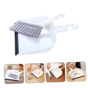 Amosfun 1 Set Broom and Dustpan Plastic White Broom with Dustpan Brush Hand Broom and Dustpan Dust Pan