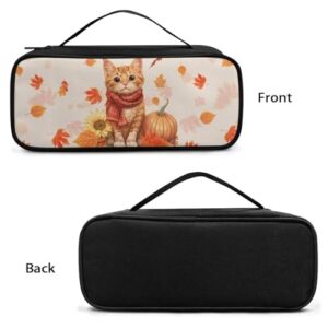 Rnyleeg Fall Stethoscope Holder Case Cute Cat Pumpkin Sunflower Maple Leaf Print Shockproof Stethoscope Carrying Bag Stethoscope Storage Bag for Home