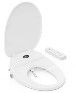 electronic elongated bidet toilet seat: greenever smart bidet warm water rear and front wash warm air dryer & led light, multiple spray modes wireless remote seat sensor, bidet attachment for toilet