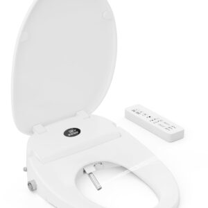 Electronic Elongated Bidet Toilet Seat: GREENEVER Smart Bidet Warm Water Rear and Front Wash Warm Air Dryer & LED Light, Multiple Spray Modes Wireless Remote Seat Sensor, Bidet Attachment for Toilet