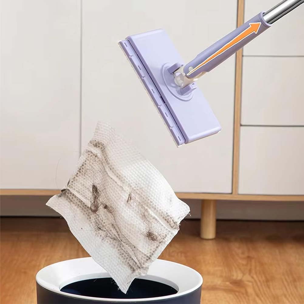 Automatic Cloth Changing Mini Mop, Mini Mop Cleaner, Portable Hands Free Mop, 360°Rotating Automatic Cloth Changing Mop with Towels for Floor, Mirror, Wall (Blue+4A_Long(93CM/36.6IN))