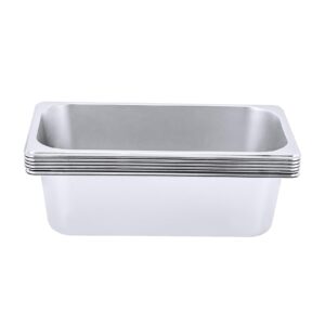 HULOKYM 6Pcs Steam Table Pan Meal Tray Hotel Pan Catering Food Pan Stainless Steel Pan for Restaurant Buffet