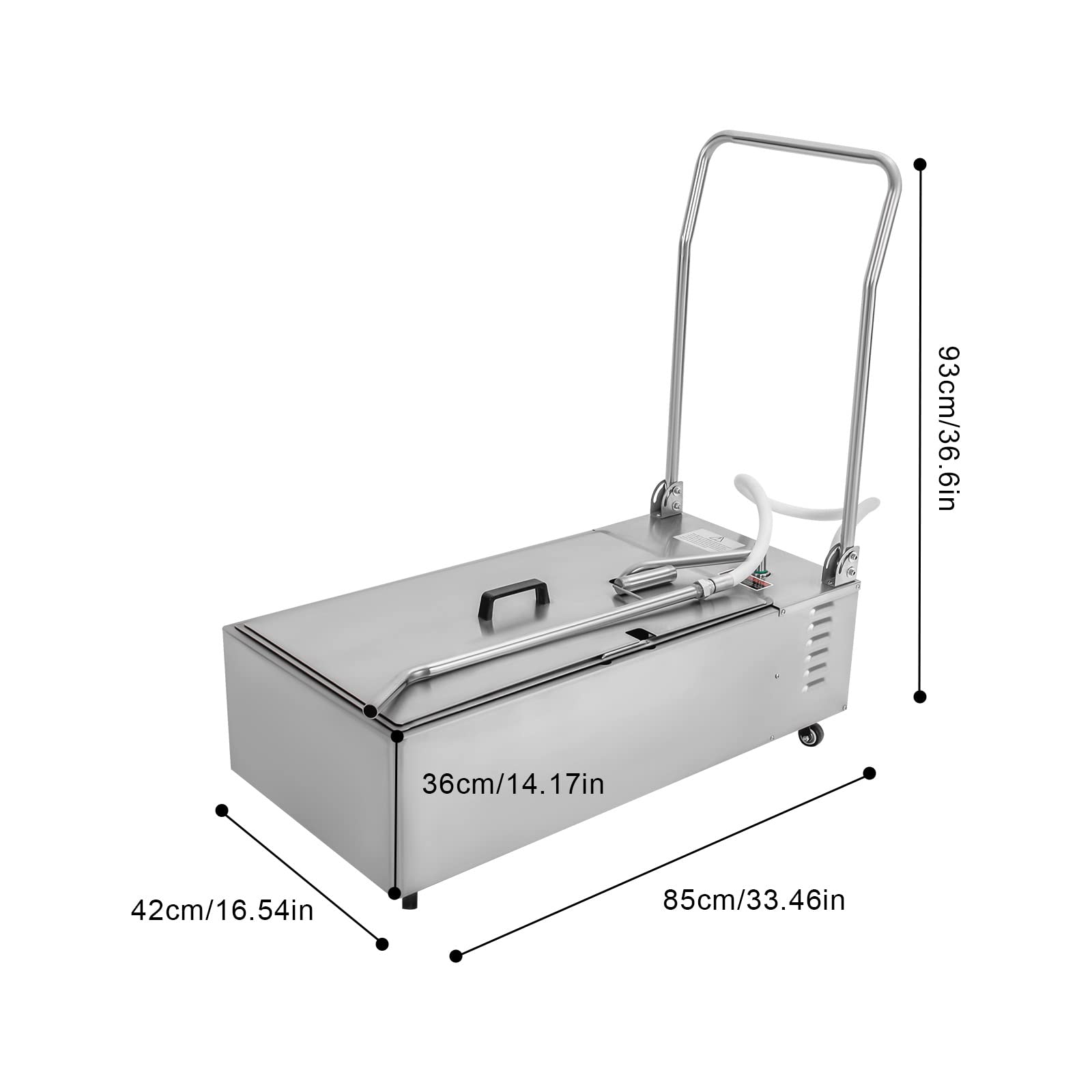 CUBELLIN Mobile Fryer Filter 55L Fryer Oil Filter Cart Stainless Steel Fryer Filter Machine 370W 10L/Min Cooking Oil Filter Machine Oil Filtering Machine with Hose & Oil Suction Tube