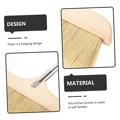 MOLUCKFU Solid Wood Bristle Broom Push Broom Carpet Rake Scrub Mop Kitchen Bristle Broom Long Handle Bristle Broom Bristle Deck Broom Garage Floor Scrubber Kitchen Broom Bristle Hair