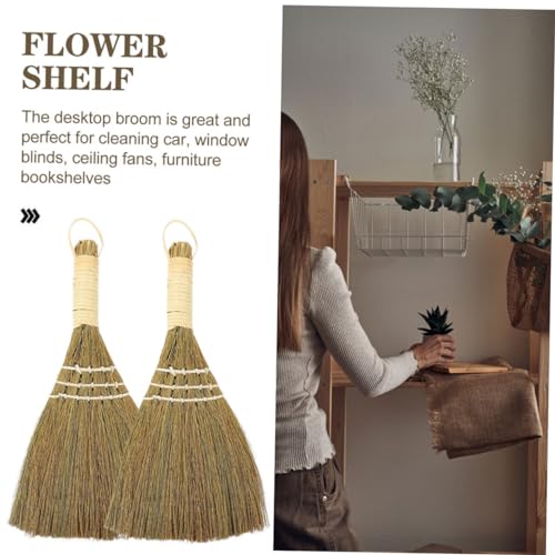 HONMEET 3pcs Kitchen Cleaning Broom Manual Broom Top Hand-Made Broom Dust Removing Broom Household Broom Floor Sweeping Broom Brooms Desk Cleaner Vietnamese Straw Broom Held Toy Miscanthus