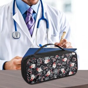 Rnyleeg Hard Stethoscope Case Christmas Stethoscope Holder Case Lightweight Stethoscope Travel Holder Stethoscope Accessories Santa Cane Candy Snowflake Print