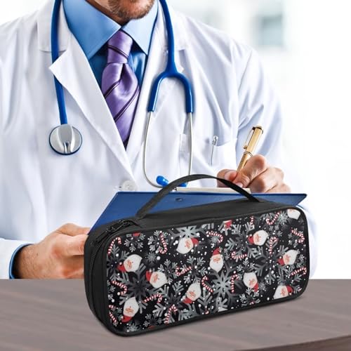 Rnyleeg Hard Stethoscope Case Christmas Stethoscope Holder Case Lightweight Stethoscope Travel Holder Stethoscope Accessories Santa Cane Candy Snowflake Print