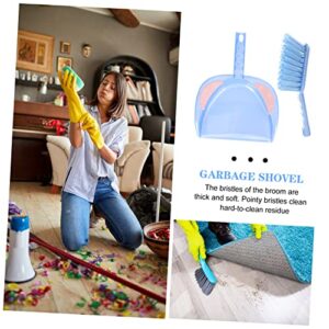 MOBUTOFU 1 Set Practical Cleaning Broom Multi-Function Small Broom Portable Trash Can Cleaning Broom Dustpan Household Floor Cleaners Mini Trash Can Pet Cleaning Supplies Car Blue Plastic