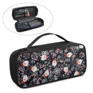 Rnyleeg Hard Stethoscope Case Christmas Stethoscope Holder Case Lightweight Stethoscope Travel Holder Stethoscope Accessories Santa Cane Candy Snowflake Print