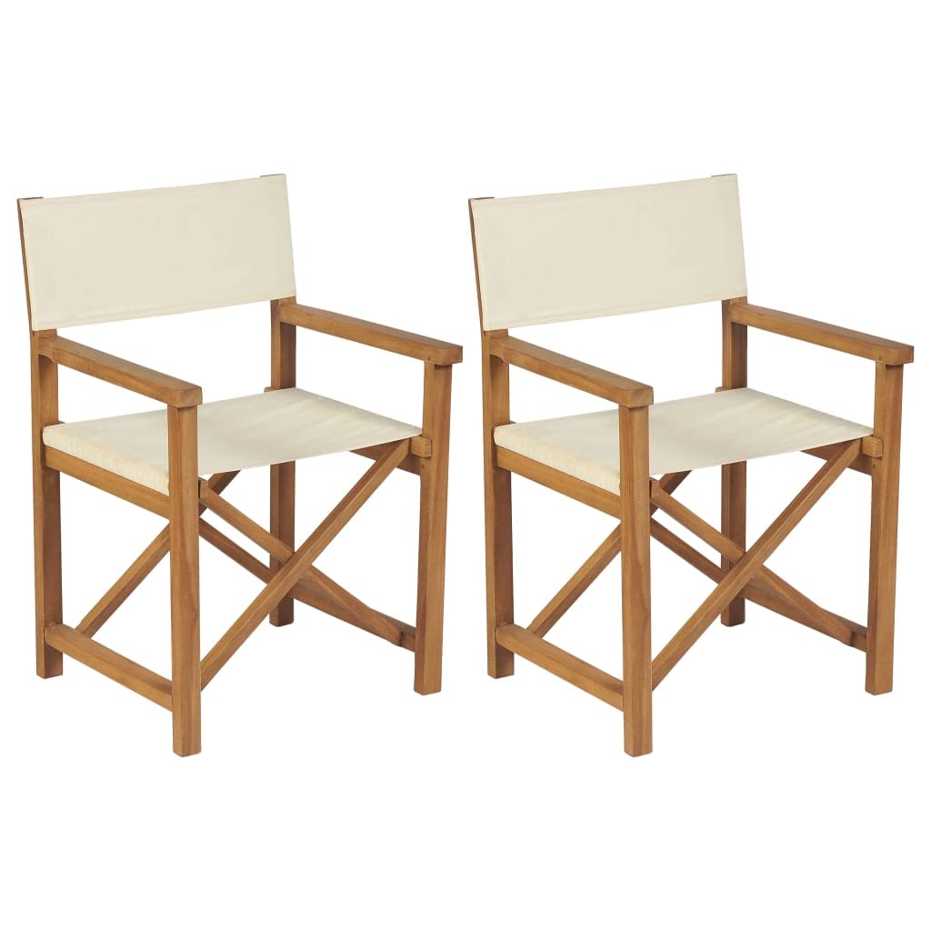 GROSERY Folding Director's Chairs 2 pcs Solid Teak Wood,Teak Directors Chair Set of 2 Stylish and Durable for Indoor and Outdoor Use Outdoor Seating, Outdoor Chairs, Patio Furniture