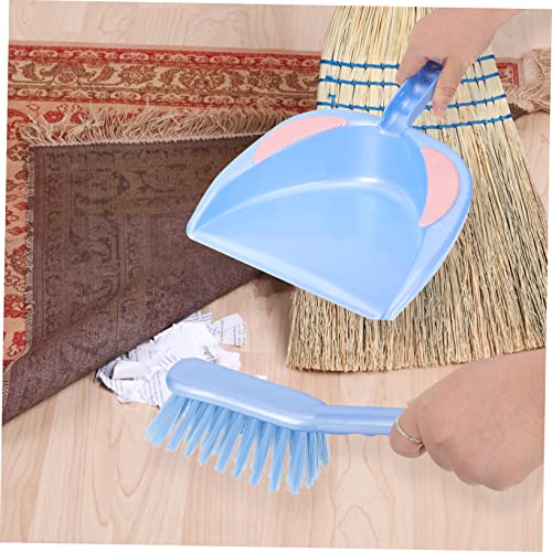 MOBUTOFU 1 Set Practical Cleaning Broom Multi-Function Small Broom Portable Trash Can Cleaning Broom Dustpan Household Floor Cleaners Mini Trash Can Pet Cleaning Supplies Car Blue Plastic