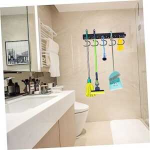 WOONEKY 1 Set Tool Storage Hanging Strip Bulk Items Wall Mount Utility Hook Storage Rack Hook Wall Floating Shelf Household Tool Organizer Storage Hooks Coat Hangers Broom Holder Metal